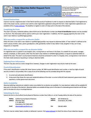 North Carolina Absentee Ballot Request Form