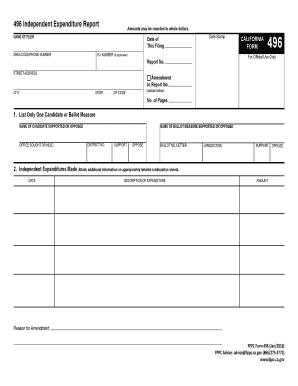 California 24-Hour Independent Expenditure Report Form 496