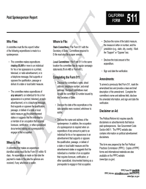 California Paid Spokesperson Report Form 511