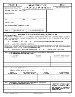 Florida Financial Interests Form 1
