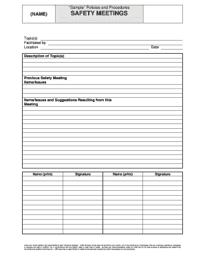 Safety Meeting Policy Template