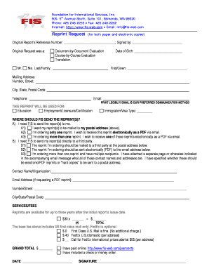Reprint Request Form
