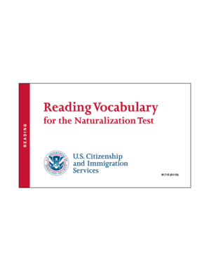 USCIS Reading Vocabulary Flash Cards