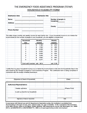 TEFAP Household Eligibility Form
