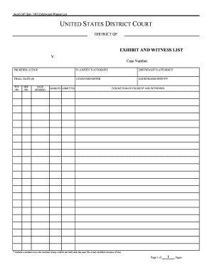 Exhibit and Witness List