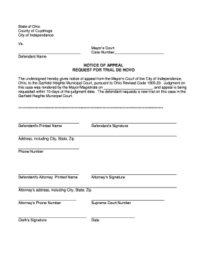 Ohio Notice of Appeal
