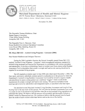 Maryland Assisted Living Resident Assessment Form