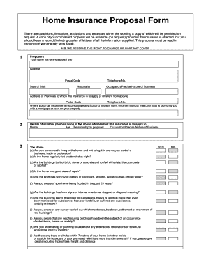 Home Insurance Proposal Form