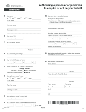 Centrelink Authorisation Form
