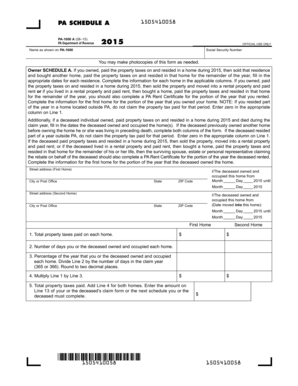 2015 PA Schedule A PA-1000 A FormsPublications