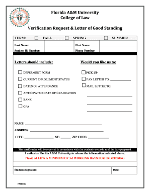 Florida A&M University Verification Request