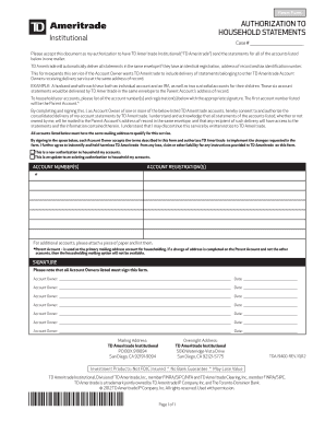TD Ameritrade Household Statement Authorization