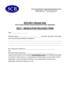 Self-Medication Release Form