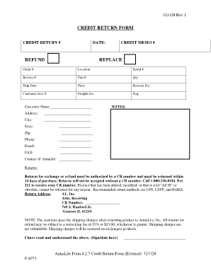 ArmaLite Credit Return Form