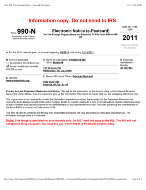 Form 990-N (e-Postcard) for Tax-Exempt Organizations