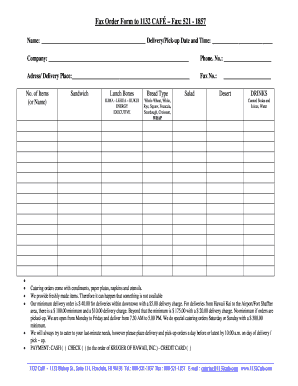 Catering Order Form
