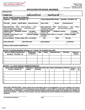 School Readiness Childcare Scholarship Application