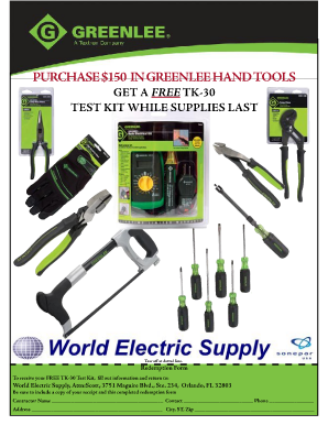 Greenlee Hand Tools Purchase Redemption Form