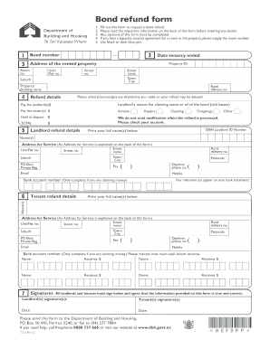 New Zealand Bond Refund Form