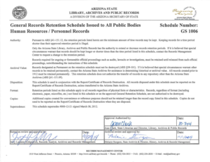 General Records Retention Schedule Issued to All Public Bodies