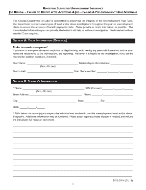 Georgia Unemployment Insurance Fraud Report Form