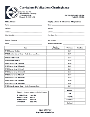 TABE Test Order Form