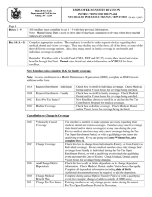 New York Health Insurance Transaction Form PS-404