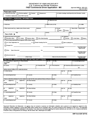 FAST Commercial Driver Application - MX Approved