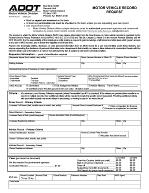 Arizona Motor Vehicle Record Request Form