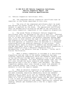 Missouri Vehicle Inspection Certificate