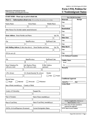 Form I-918 U Nonimmigrant Status Petition