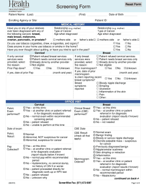Medical Screening Form