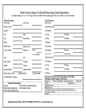 North Country Volleyball Recruiting Guide Registration