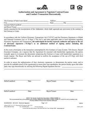 Electronic Signature Addendum for Contract/Lease