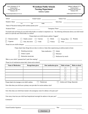 Asthma Action Plan Form