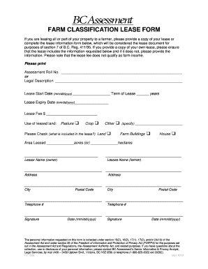 Farm Classification Lease Form