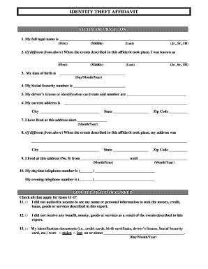 Identity Theft Affidavit