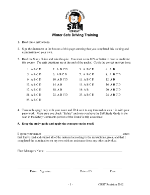 Winter Safe Driving Training