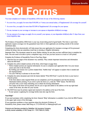 Evidence of Insurability Form
