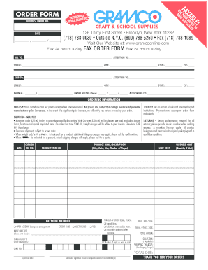 Gramco Fax Order Form