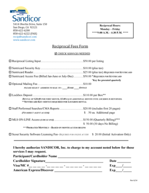 SANDICOR Reciprocal Fees Form