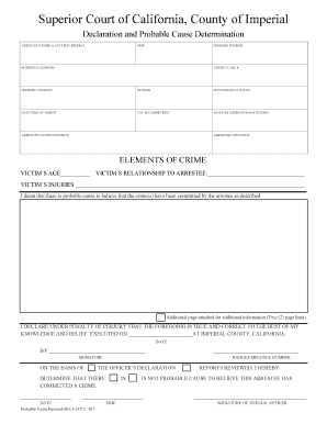 California Arrest Declaration Form