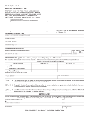 California Lessors' Exemption Claim Form