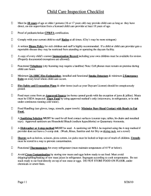 Child Care Inspection Checklist