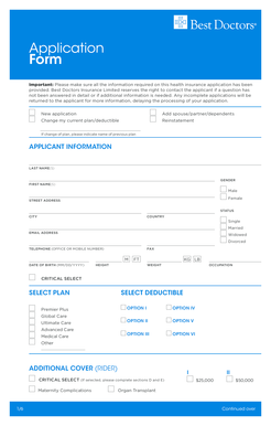 Health Insurance Application Form