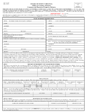 West Virginia Commercial Business Property Return