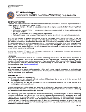 Fillable Online colorado FYI Withholding 4 Colorado Oil and Gas ...