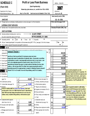 Schedule C Form 1040 Profit or Loss From Business