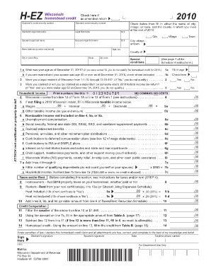 Wisconsin Homestead Credit Form 2010
