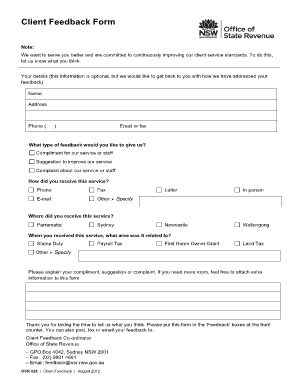client feedback forms fill online printable fillable blank client feedback form